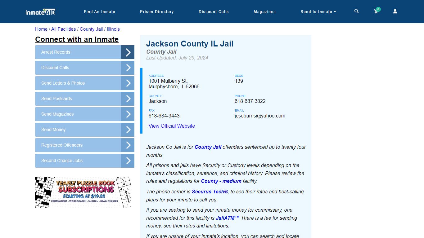 Jackson County IL Jail - Inmate Locator